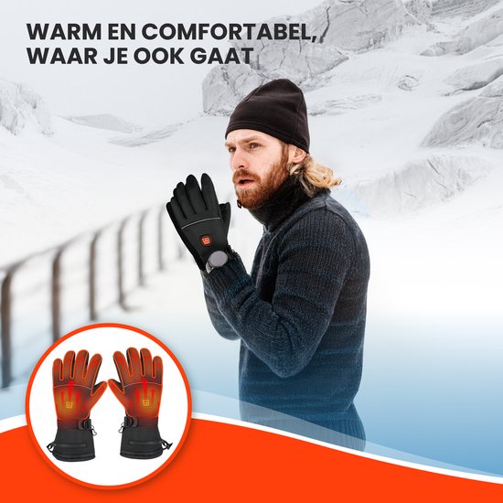 TTD® Beheizte Handschuhe - Größe L - Wiederaufladbar - Drei Wärmestufen - Schwarz