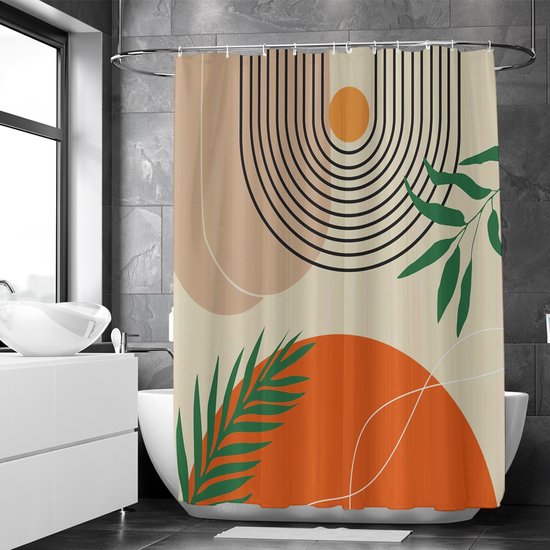 Loti Living Duschvorhang Anti-Schimmel - Strukturierte Kunst - Inklusive Ringe - Wasserdicht - Polyester - Duschvorhang 180x200 cm