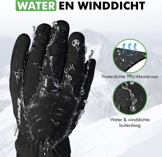 Travelhawk Touchscreen Handschuhe - Extra Warm - Spritzwassergeschützte Handschuhe Herren - Handschuhe Damen - Handschuhe Winter - Scooter/Bike - Schwarz - L/XL