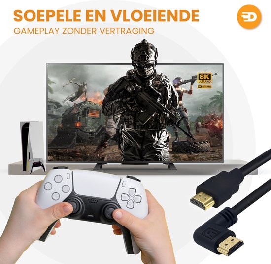 Drivv. HDMI-Kabel 2.1 - gewinkelt - Ultra HD 8K - HDMI zu HDMI - 2 Meter - Schwarz