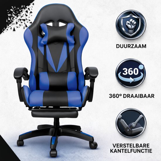 Bayt Gaming Stuhl - Gaming Stuhl - Komfort Gamer Stuhl - Schwarz und Dunkelblau