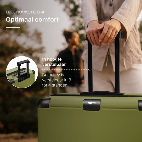 ONYX Hybrid Pro Handgepäck Koffer 35 Liter - Recyceltes Polycarbonat und reißverschlussloses Design - Reisekoffer mit TSA-Schloss und Spinner-Rädern - Leichter Trolley - Olivgrün
