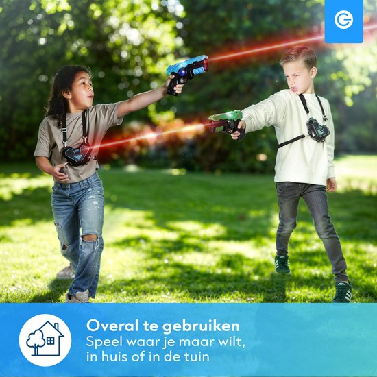 Silvergear Lasergame-Set für Kinder mit 2 Laserpistolen und 2 Westen – Interaktive Spielzeugpistole mit 15 m Reichweite – Schießspiel – Laser-Tag-Battle-Spielzeug für draußen – Geschenk für Jungen und Mädchen – 6, 7, 8, 9, 10, 11, 12, 13, 14, 15, 16 Jahre