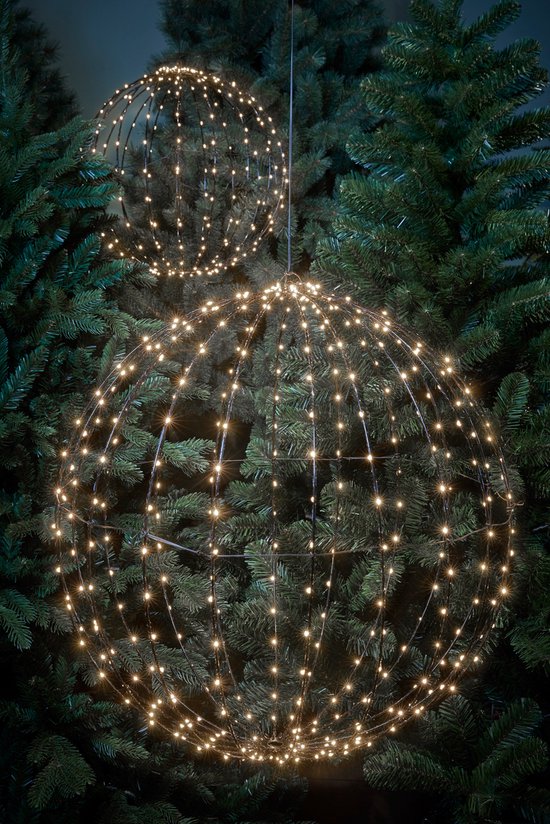 Luca Lighting Weihnachtslichtkugel mit klassisch weißen LED-Lichtern - Ø40 cm - Silber