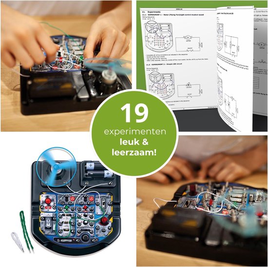 Velleman Elektronisches Projekt-Kit für Kinder ab 8 Jahren, entdecken Sie die Grundlagen der Elektronik mit 18 spannenden Experimenten, pädagogischen und interaktiven Spaß, LED, Lüfter und Sound