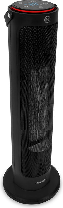 VONROC Elektroheizung - Heizlüfter - 1200W/2000W - Turmmodell - Keramik - ECO Mode - Swing-Funktion - LED-Display - Inkl. Fernbedienung - Thermostat und Timer - 20m2