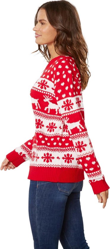 Dressforfun Weihnachtspulli Winterzauber rot und weiß für Damen L - Kleid Kostüm Halloween Kostüm Karneval Kostüm Fasching Partykleidung - 303332
