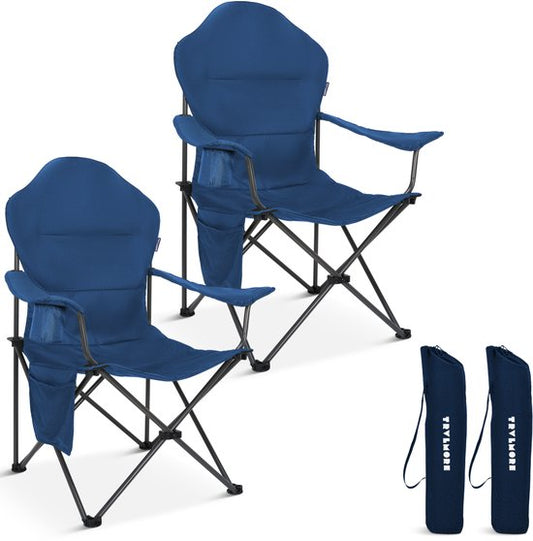 TRVLMORE Campingstühle XXL - klappbar - 2er-Pack - 160KG Tragkraft - Inkl. Tragetasche - Klappstuhl - Angelstuhl - Campingstuhl - Klappstuhl - Blau