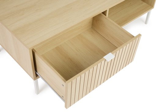 Lifa Living TV-Möbel Sorrento - MDF/Metall - Hellbraun - 110x40x50cm - Max. Belastbarkeit 25kg