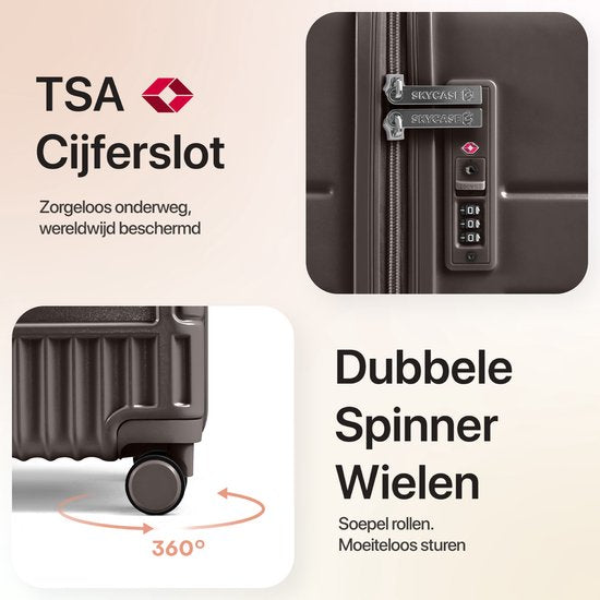 SKYCASES Trunk Travel Suitcase - Classic Heritage - Extra großer Koffer - 110L - TSA-Schloss - leichter Trolley - 78x44x36 cm - Trunk Roll Case - Spinner Wheels - Braun