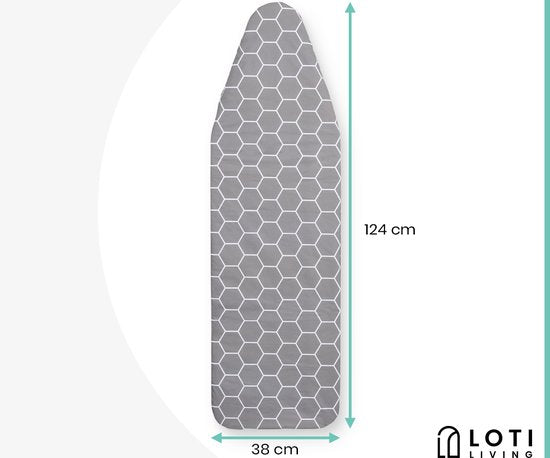 Loti Living Bügeltischbezug 124 x 38 cm - Graphit - Bügeltischbezug - Komplettset - Universal