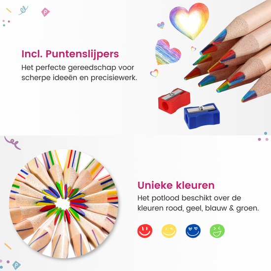 Partizzle 30x Regenbogen-Malstiftset - Bleistiftgeschenke - Grabbelton Bastelgeschenke - Kreatives Zeichnen und Malen lernen - Für Kinder und Kleinkinder/Erwachsene