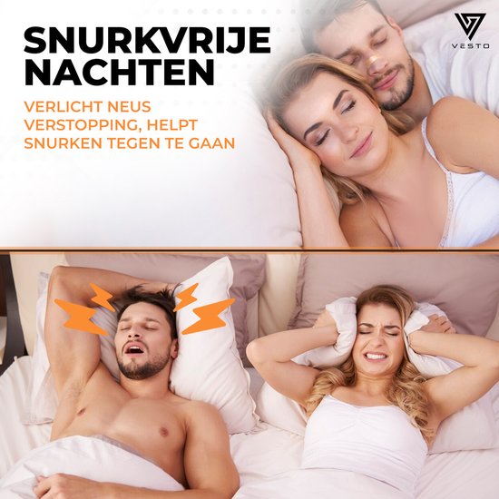 Vesto® 100 Stück Anti-Schnarch-Pflaster - Nasenstreifen - Schnarchen - Nasenspreizer - Produkte für besseren Schlaf - Nacht-Nasenpflaster