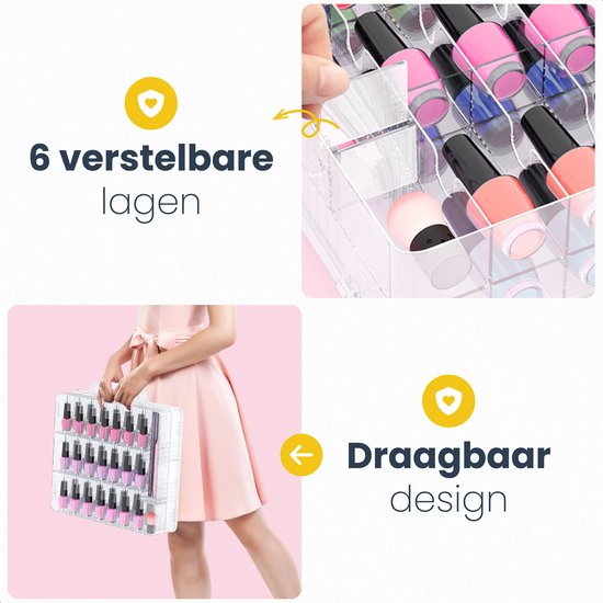Vimora Nagellacketui für 48 Stück - Etui - Nagellack - Aufbewahrungsbox - Beautycase - Nagelstylist - Make-up - Organizer - Für Frauen