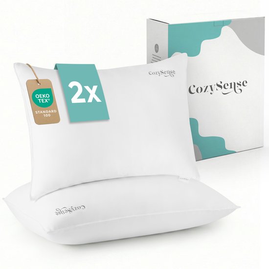 CozySense® Kopfkissen - 2er Set - 50x70 CM - Atmungsaktives Schlafkissen mit weichem Mikrofaserbezug - Hotelkissen - Kopfkissen - für Seiten-, Bauch- und Rückenschläfer