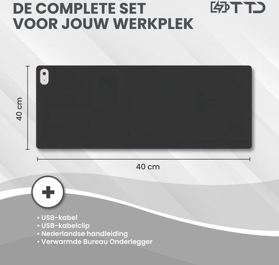 TTD® Beheiztes Mauspad & beheiztes Schreibtischpad - Heizkissen für kalte Hände - Schreibtischheizung - 30℃ bis 50℃ - Schreibtisch-Organisator - Schreibtischunterlage - Schreibtischzubehör - Mauspad XXL
