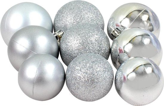 Weihnachtsgeschenke Weihnachtskugeln Set Silber - 70 Stück Plastik Weihnachtskugeln - Inkl. Weihnachtskugeln Aufbewahrungsbox - Ø4/5/6 cm