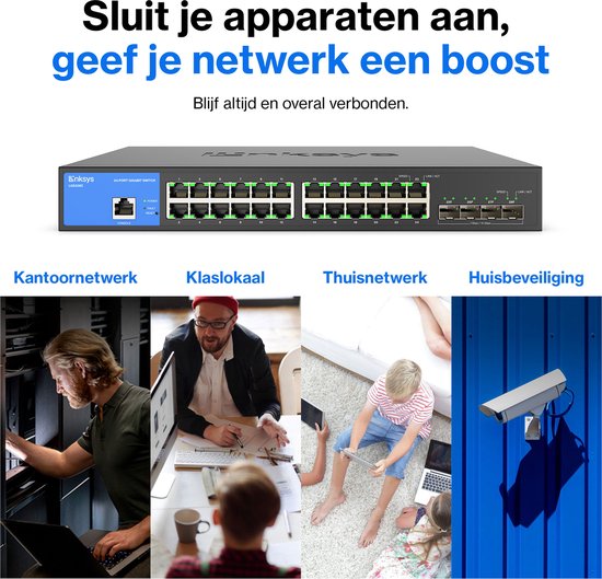 Linksys LGS328C - Netzwerk-Switch - Gigabit - Verwaltet - 24 Ports - 4 SFP+ Ports - Schwarz