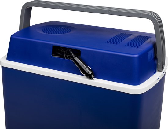 Campart Coolbox CB-8624 - Kühlbox 22 Liter - Leichtgewicht mit Griff - Thermoelektrisches Kühlsystem - Mit 12V-Stecker für Reisen und im Auto - Umrüstbar auf 230V-Netzstecker - Blau