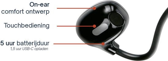 Grundig Bone Conduction Earbuds - Bluetooth-Ohrhörer mit 5 Stunden Wiedergabezeit - kabellose Ohrhörer für Musik und Freisprecheinrichtung - inkl. USB-C-Ladekabel