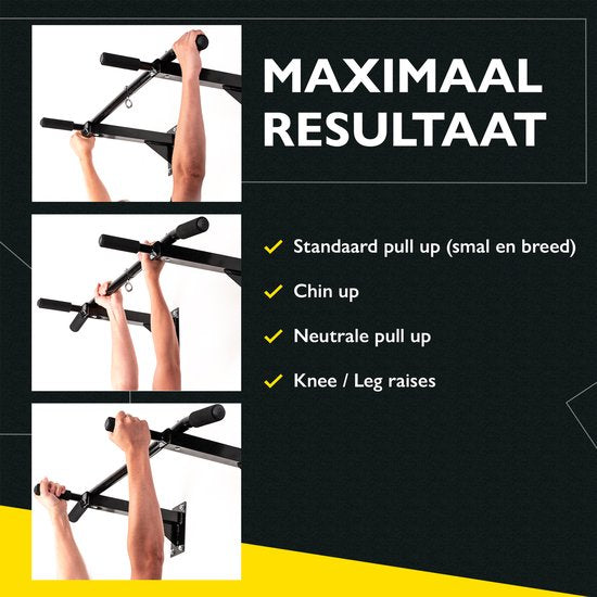 Zoluko Professional Klimmzugstange Wandhalterung - 150kg Belastbarkeit - Inkl. E-Book - Einfache Montage - Klimmzugstange Fitness - Klimmzugstation für den Heimsport - Klimmzugstange - Schwarz