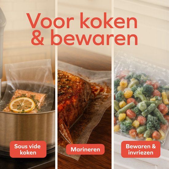 KitchenBrothers Vakuumbeutel - 150 Stück - Mix Set - BPA-frei - Vakuumbeutel Lebensmittel - Sous vide Beutel - Für Vakuumierer