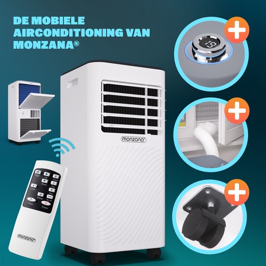 Monzana mobiles Klimagerät - 7000 BTU Fenster-Kit 20 bis 25m² wifi Timer - weiß