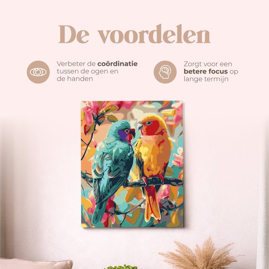 Rubye® Malerei auf Nummer - Papageien für Erwachsene und Kinder - 40x50cm