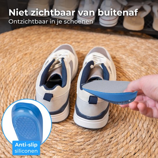 Nuvance Einlegesohlen - 2.5cm Fersenverstärker - Fersenpolster - 2 Stück - Größe 36-40 - Männer & Frauen - Ferseneinlagen - Blau