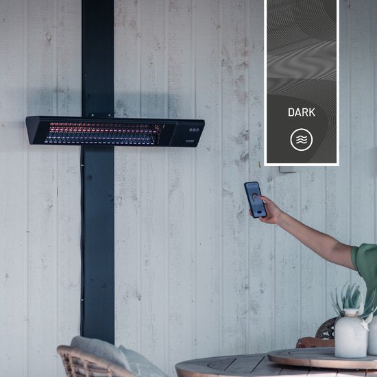 Sunred - Triangle - Dark line - Schwarz - Wandmodell - Terrassenheizung - Carbon rose gold technology - 2500 W - ECO - 9 Einstellungen - Fernbedienbar - SMART - APP - Timer - Elektroheizung - SMART heater - SLIMME heater