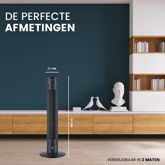 AirKing Turmventilator 94cm - Säulenventilator mit Fernbedienung - Timer - 3 Geschwindigkeitsstufen - Oszillation & dimmbarer LED-Bildschirm - energieeffizient - Ventilator zur Raumkühlung - Schwarz