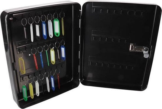 Perel Schlüsselschrank mit Zahlenschloss, 46 Haken, schwarz