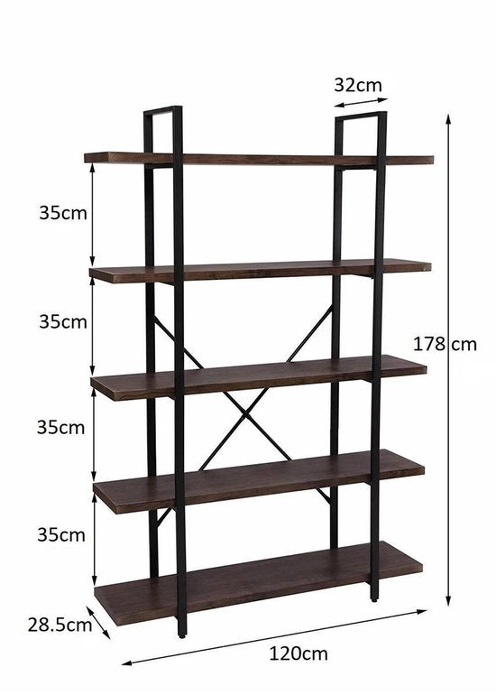 VDD Wandschrank - Industrie - Metall/Holz - schwarz 29,5x105x177,5