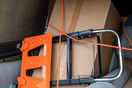 BLACK+DECKER Zurrgurt 15 Meter - Inkl. Zurrgurt Oproller - Zurrgurt - Transportseil - Elastisches Seil - mit reflektierenden Teilen - Transportmanagement - Nylon/ Kunststoff - Orange/Schwarz