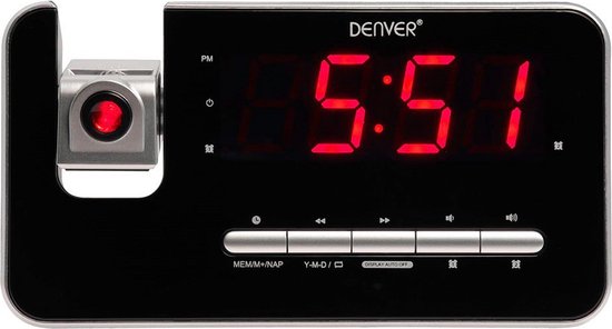 Denver Radiowecker mit Projektion - Digitaler Wecker - FM-Radio - Doppelalarm - CRP618 - Schwarz