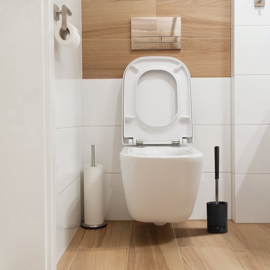 EasyPicks Premium Toilettenbürste - Toilettenbürste - mit Halter - antibakteriell - mit Geruchsspender - schwarz
