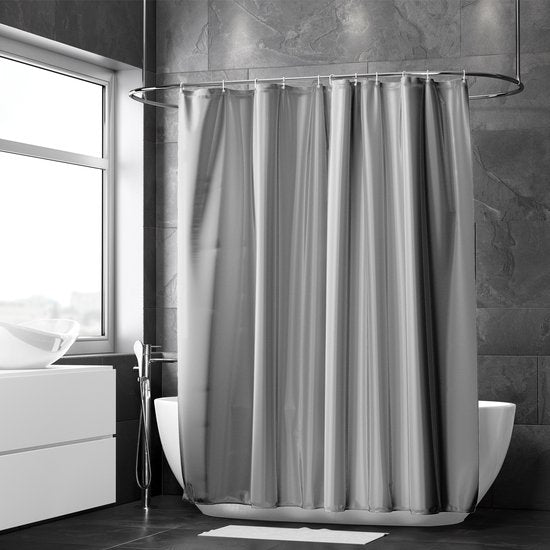Loti Living Duschvorhang Anti-Schimmel - Grau - Inklusive Ringe - Wasserdicht - Polyester - Duschvorhang 180x200 cm