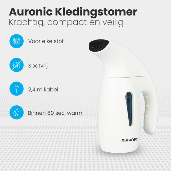 Auronic Wäschedampfer - Dampfer - Handdampfer für Kleidung und Möbel - 180ml - Dampfer - Weiß