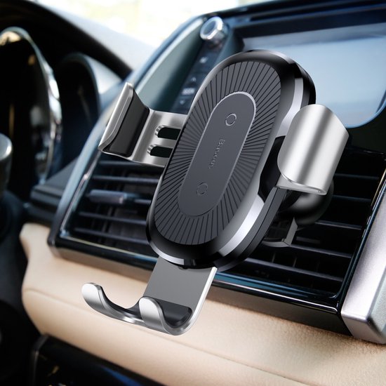 Baseus Schwerkraft Autohalterung Autohalterung + Qi Wireless Charger Silber