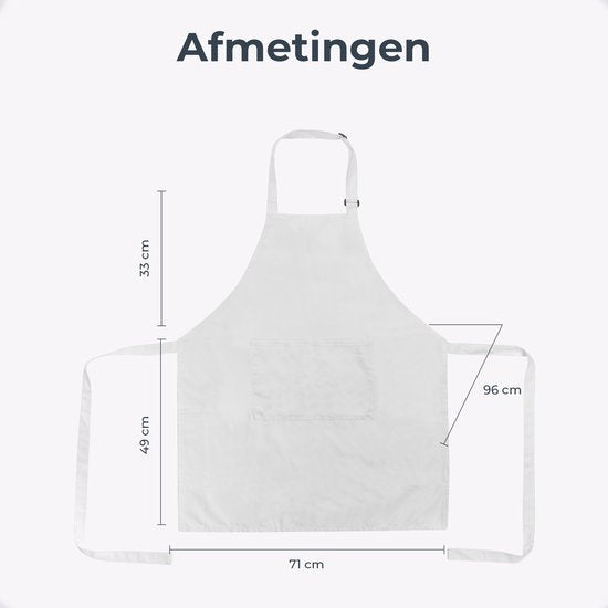 Küchenschürze - Wasser- und schmutzabweisend - Professionelle Kochschürze - Schürze für Frauen und Männer - Catering-Schürze - Unisex - Verstellbare Schnalle - Extra große Fächer - Weiß