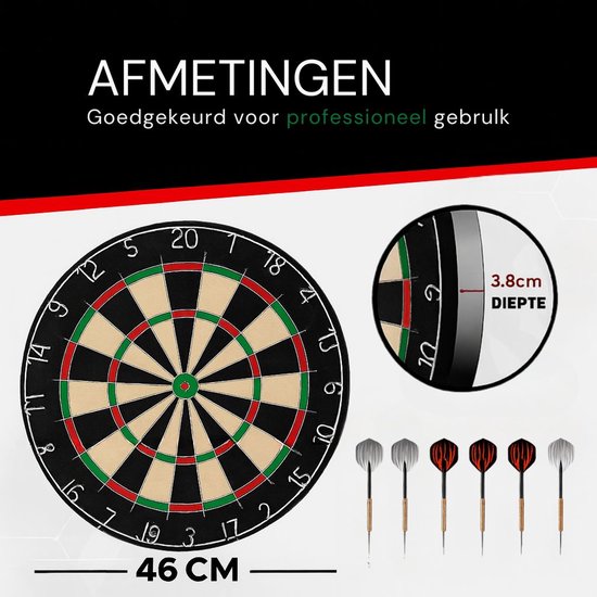 Fitby Dartboard - Dartboard Set - Darts - Dartscheibe - Darts - Inklusive Zubehör - Sisal - Flights Darts - Shafts Darts - Professional