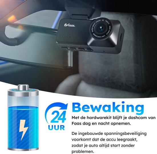 Dashcam Hardwire Kit - 24-Stunden-Überwachung - USB-C Anschluss - Kompaktes Design - Einfach zu installieren - Direkter Batterieanschluss - von Faas