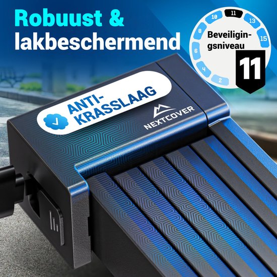 Nextcover - Faltschloss - 100cm FoldBasic - Fahrradschloss mit zwei Schlüsseln - SteelSecure Technology 3.0