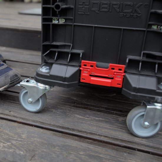 Qbrick System - PRO Transportplattform - 506 x 325 x 140 mm - Schwarzer Kunststoff - Mobile Basis mit 4 Lenkrollen & 2 Bremsen - Maximal 100 kg Traglast