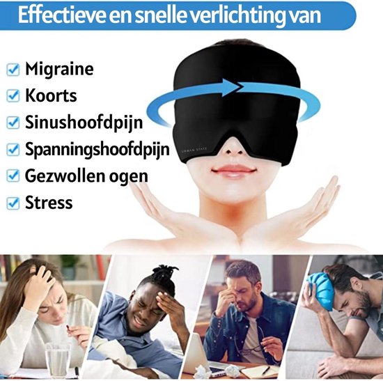 Migräne-Mütze - Anti-Migräne-Maske - Kopfschmerz-Maske - 600 Gramm Heiß/Kalt-Packung