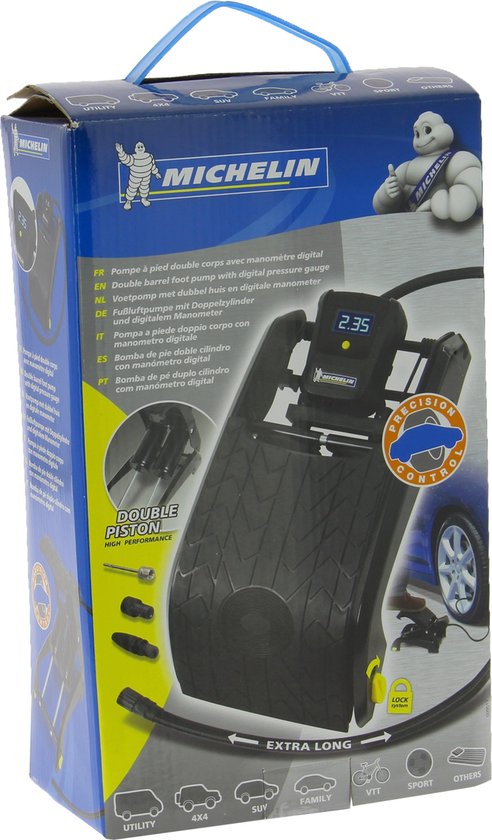 Michelin Doppelfußpumpe mit digitalem Manometer - 7 bar