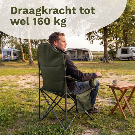 TRVLMORE Campingstühle XXL - klappbar - 2er-Pack - 160KG Tragkraft - Inkl. Tragetasche - Klappstuhl - Angelstuhl - Campingstuhl - Klappstuhl - Grün