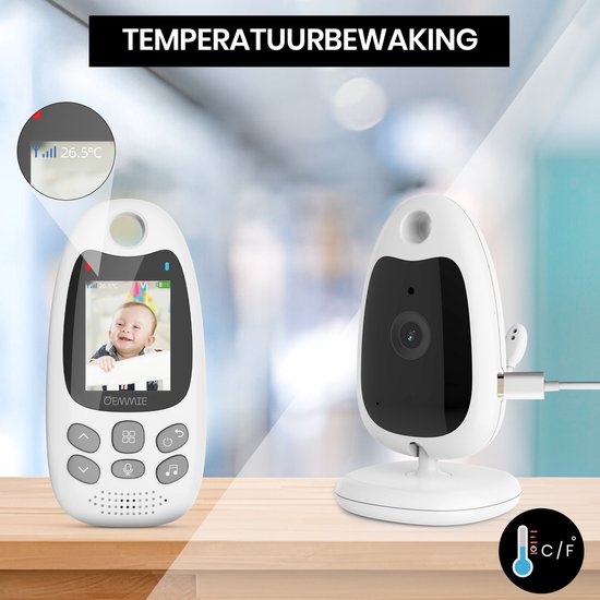 Oemmie Babyphone - Babyphone mit Kamera - Babyphone - Babykamera - Video & Audio - Nachtsicht - Weiß
