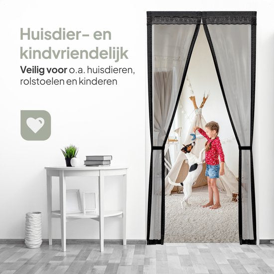 O'DADDY Türvorhang Deluxe FIBER - Magnetischer Fliegenvorhang - Für Neubauten und Standardtüren - Einfache Installation - Schwarzes Horn - 100x240 cm