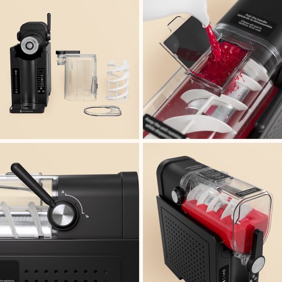 KitchenBrothers Slush Puppy Maker - 1.6L - 6 Ständer - BPA-frei - Slushi-Maschine - Eiscreme-Maschine - Schwarz
